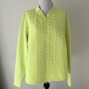 Avia Bright Green Quilted Performance Athletic Zip Up Jacket Womens Sz XXL
